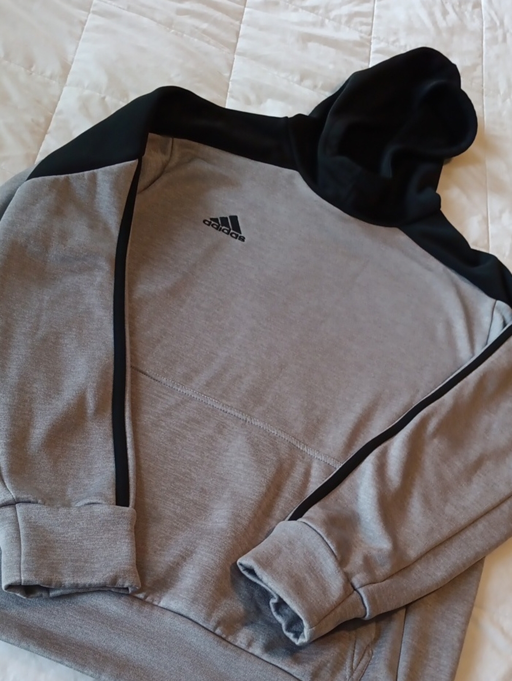 adidas Men’s Grey Hoodie  with Black Accents